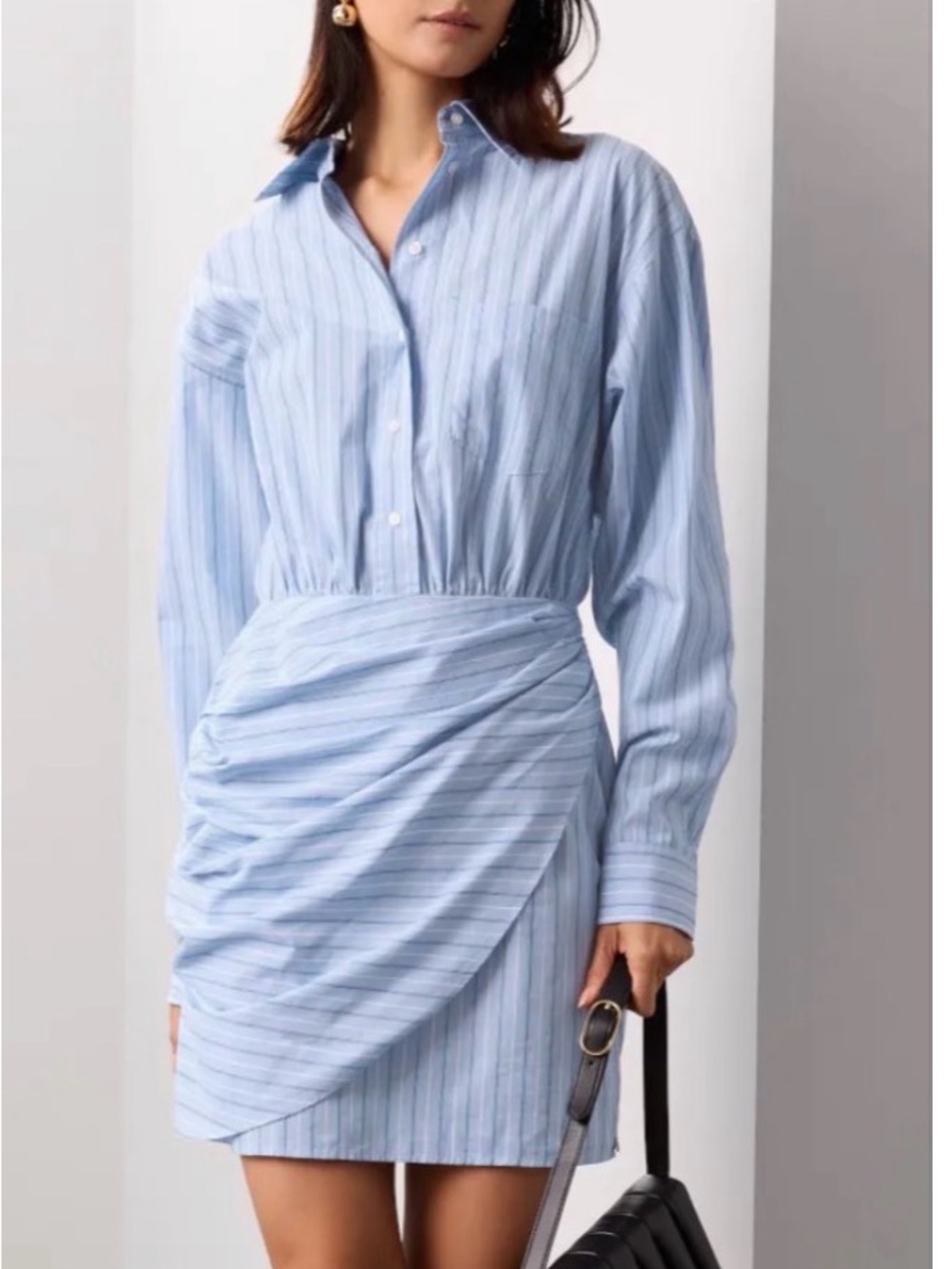 Scotch & Soda Light Blue Striped Shirt Mini Dress